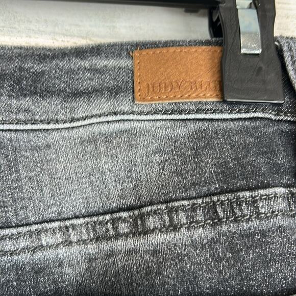 Judy Blue Distressed Holey Faded Stretchy Skinny Jeans Black Gray Size 15/32 - Picture 4 of 9